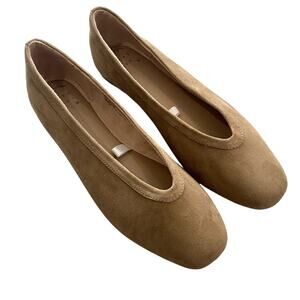 A New Day Women's Suede Look Round Toe Ballet Slip-On Flats Tan Beige 8.5 NWOT